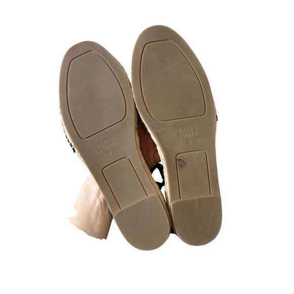 Eileen Fisher Coy Black Leather Espadrille Flats Size 9 - Picture 5 of 11